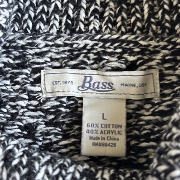 Bass black white pullover sweater Dress Cowl neck cotton blend  Size Large - Picture 5 of 8